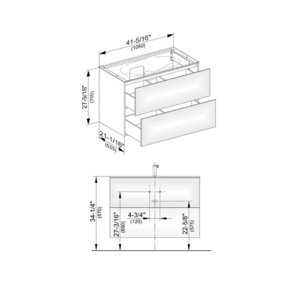 Тумба подвесная под раковину KEUCO EDITION 11 31352 140000 с двумя выдвижными фронтами, корпус матовый лак/фасад глянцевое стекло, трюфель