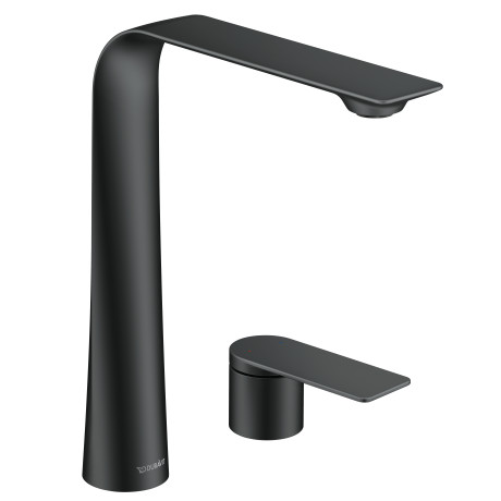Однорычажный смеситель для раковины Duravit D.1 D11130002046 на два отверстия, без донного клапана, чёрный матовый