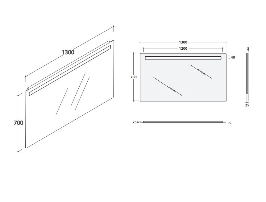 Зеркало с подсветкой GLOBO MIRROR FRAMES BPS130 1300 мм х 700 мм, с сенсорным выключателем, серое