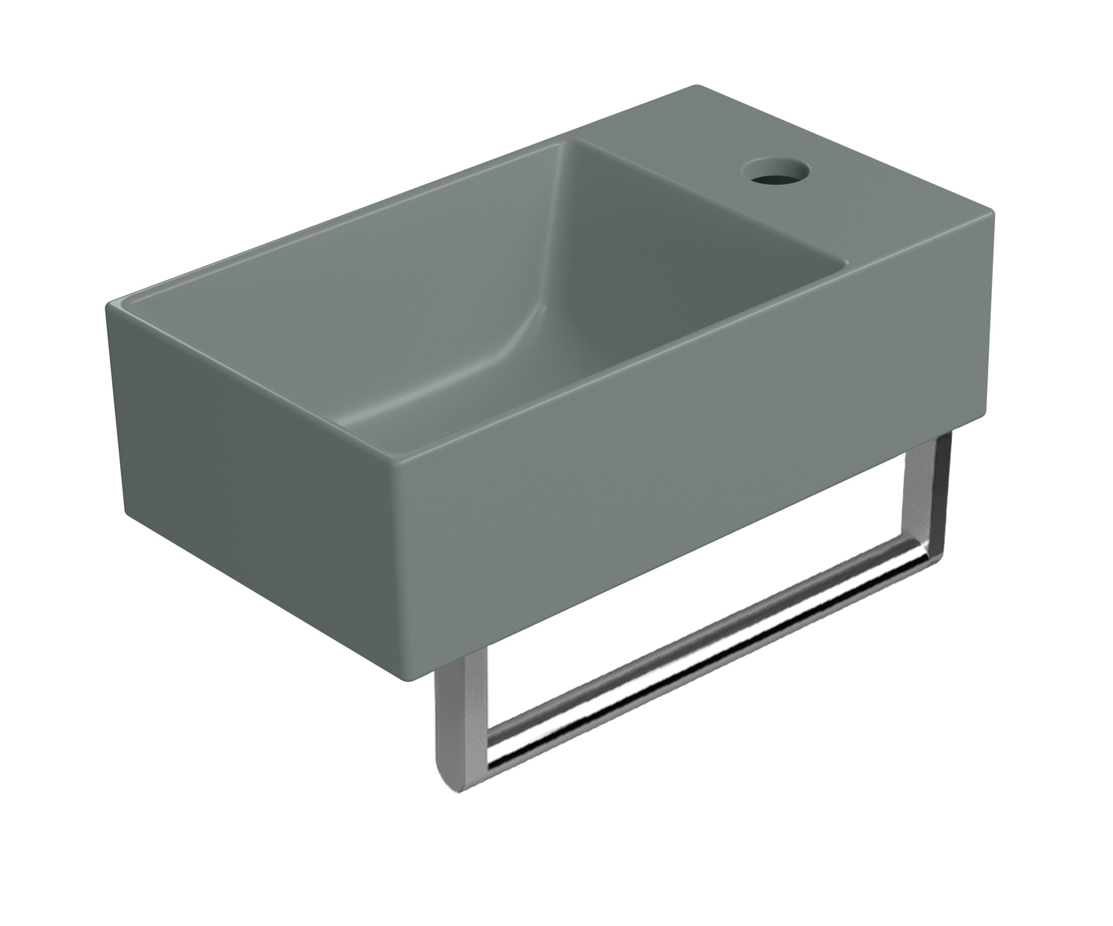 Раковина накладная/подвесная прямоугольная GSI KUBE X 9484105 400 мм х 230 мм, с отверстием под смеситель справа/слева, цвет Agave Matte
