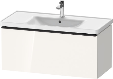 Тумба подвесная под раковину DURAVIT D-Neo DE425602222 984 мм х 452 мм, с одним выдвижным ящиком, белый глянцевый