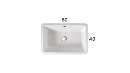 Раковина встраиваемая снизу GLOBO CORTONA VA083BI 600 мм х 400 мм х 190 мм, с переливом, с креплением, белая глянцевая