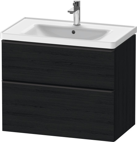 Тумба подвесная под раковину DURAVIT D-Neo DE435501616 784 мм х 452 мм, с выдвижным ящиком и выдвижным отделением, чёрный дуб