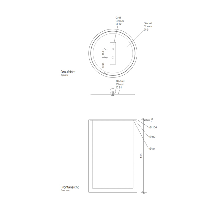 Контейнер настольный универсальный с крышкой, DECOR WALTHER  STONE DMD L   0971455  размер LARGE 16,5 X Ø 10 см  из композита Solid Surface , с крышкой, цвет: белый/сталь матовая