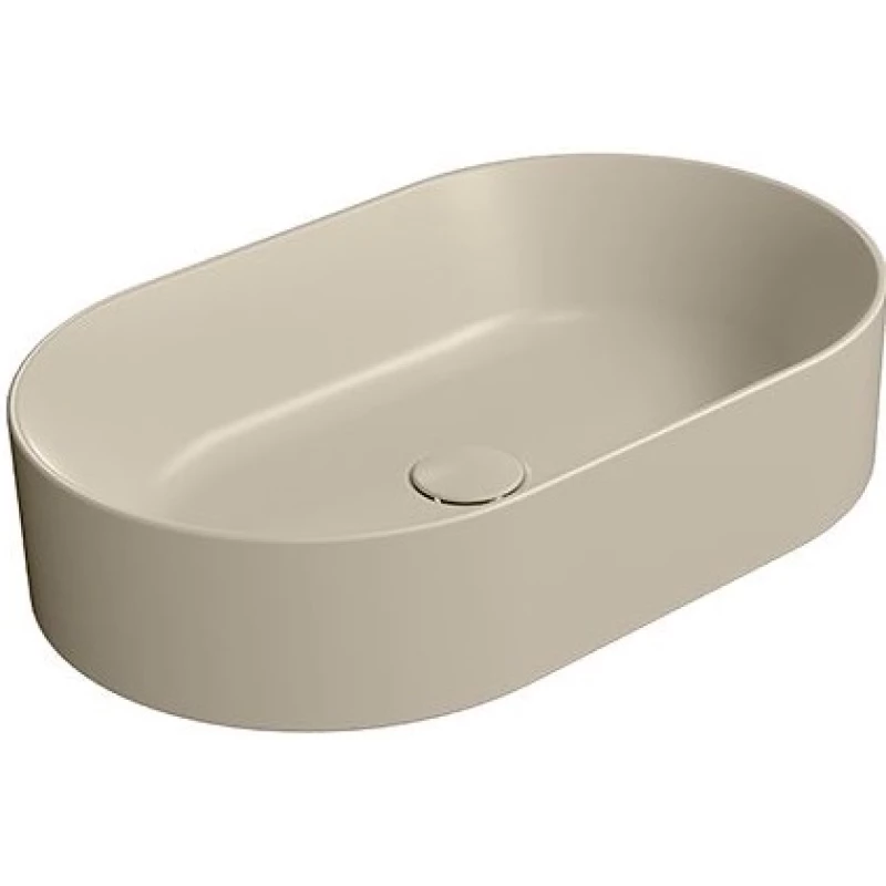 Раковина накладная овальная GSI KUBE X 945808 600 мм х 370 мм, без отверстия под смеситель, без перелива, цвет Creta Matte