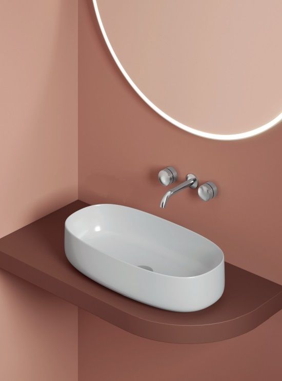 Раковина накладная ARTCERAM COGNAC COL005 17 00 680 мм х 350 мм, без отверстия под смеситель, без перелива, чёрный матовый