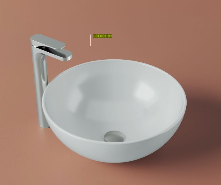 Раковина круглая накладная ARTCERAM LA CIOTOLA LCL001 01 00 460 мм х 460 мм, без отверстия под смеситель, без перелива, белый глянцевый