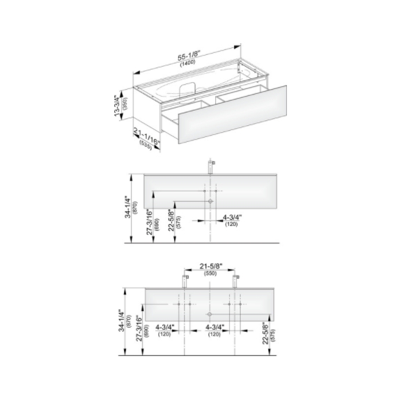 Тумба подвесная под раковину KEUCO EDITION 11 31361 850000 с одним выдвижным фронтом, корпус/фасад шпон, табачный дуб