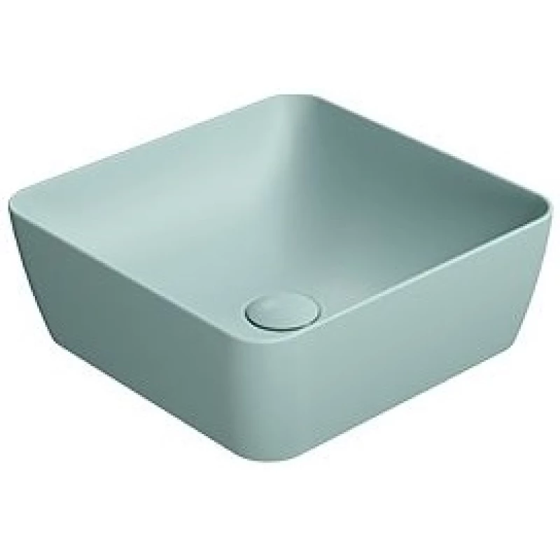 Раковина накладная квадратная GSI NUBES 903815 380 мм х 380 мм, без отверстия под смеситель, цвет Ghiaccio Matte