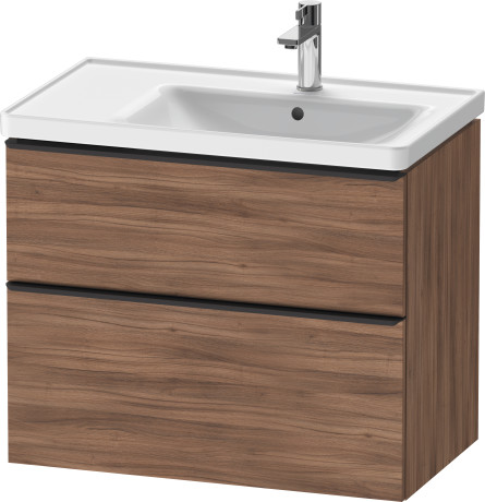 Тумба подвесная под раковину DURAVIT D-Neo DE435807979 784 мм х 452 мм, с выдвижным ящиком и выдвижным отделением, орех натуральный