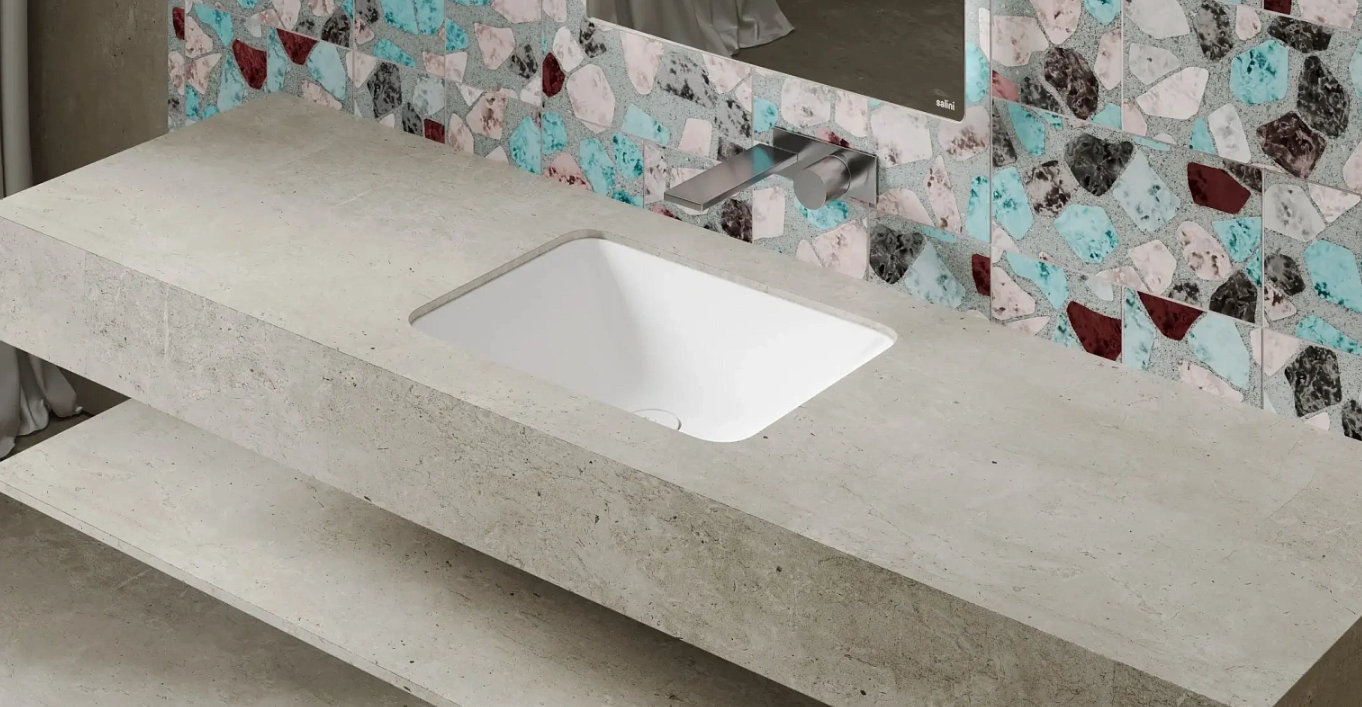 Раковина встраиваемая круглая SALINI MAREA 05 1802205M 550х400х134мм, S-Stone, без донного клапана, цвет Белый матовый