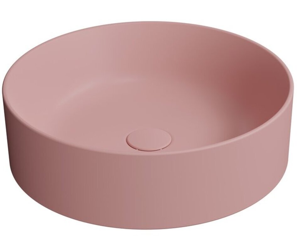 Раковина накладная круглая GSI KUBE X 942724 450 мм х 450 мм, без отверстия под смеситель, без перелива, цвет Матовый Blush