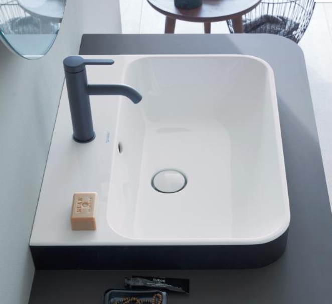 Раковина встраиваемая сверху Duravit Happy D.2 2360606100 600 мм х 460 мм, с переливом, с креплением, белый/матовый антрацит