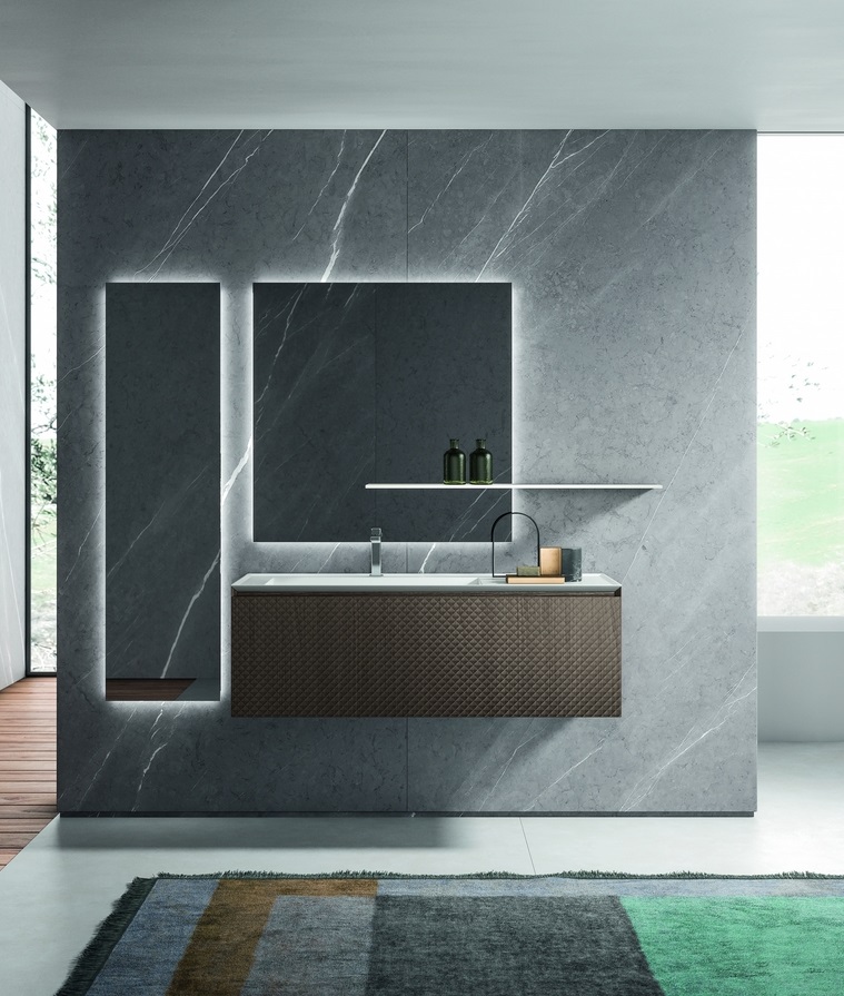 Комплект мебели BMT IKON IK-03    1400х2000х502 мм, раковиной, полкой и зеркалом, цвет Burnt Walnut