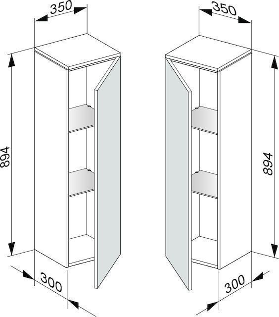 Шкаф средний подвесной KEUCO EDITION 400 31720 140002 петли справа, 2 стеклянные полки, корпус структурный лак/фасад глянцевое стекло, трюфель
