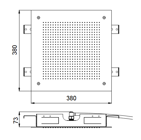 Встраиваемый потолочный верхний душ ALMAR VELVET RAIN E044279.AB 380 мм х 380 мм, из нержавеющей стали, цвет Absolute Black