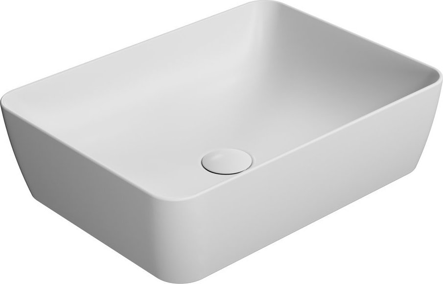 Раковина накладная GSI NUBES 903709 500 мм х 380 мм, без отверстия под смеситель, без перелива, белая матовая