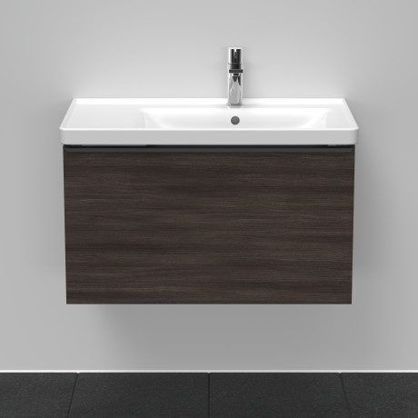 Тумба подвесная под раковину DURAVIT D-Neo DE425505353 784 мм х 452 мм, с одним выдвижным ящиком, каштан тёмный