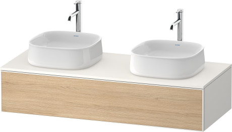 Тумба подвесная под две раковины DURAVIT ZENCHA ZE4813B30840000 550 мм х 1300 мм х 281 мм, с 1 выдвижным ящиком, натуральный дуб/белый суперматовый