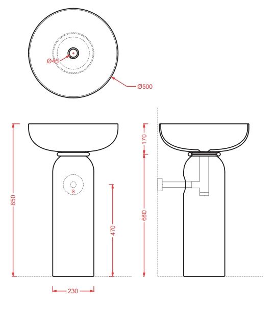 Пьедестал для раковины ARTCERAM JOLIE JOC001 17 00 чёрный матовый