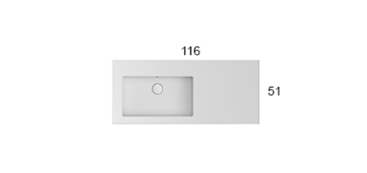 Раковина накладная левосторонняя GLOBO INCANTHO IN116SABI 510 мм х 1160 мм х 140 мм, с полочкой слева, с намеченным отверстием под смеситель справа, с переливом, цвет белый глянцевый (Снимается с производства)