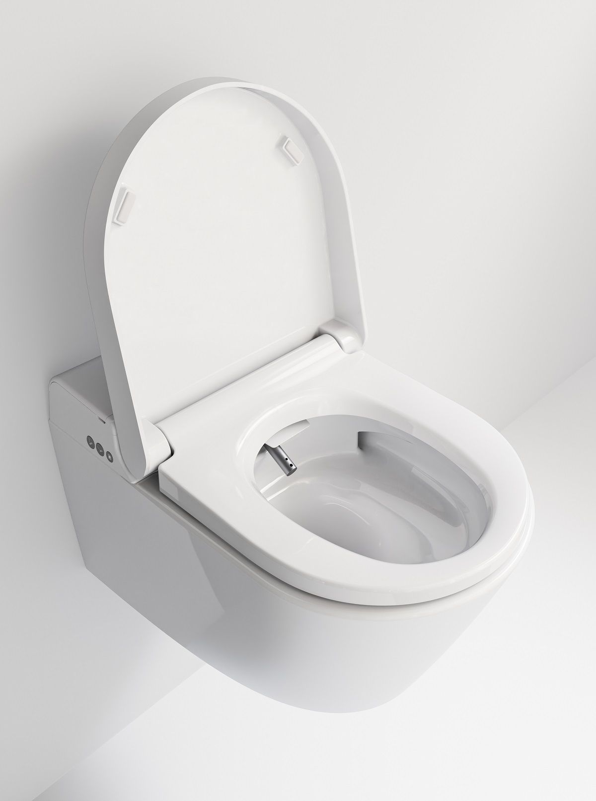 Подвесной умный безободковый унитаз GSI WClean 7418K11 590х375 мм, с модулем электронного биде и сиденьем Soft-Close, цвет Белый глянцевый