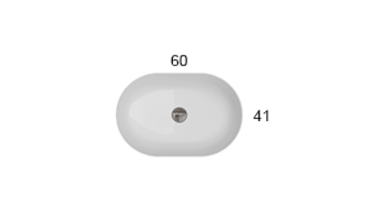 Раковина - чаша накладная GLOBO T-EDGE B6O60BI 600 мм х 410 мм х 160 мм, без отверстия под смеситель, без перелива, белая глянцевая