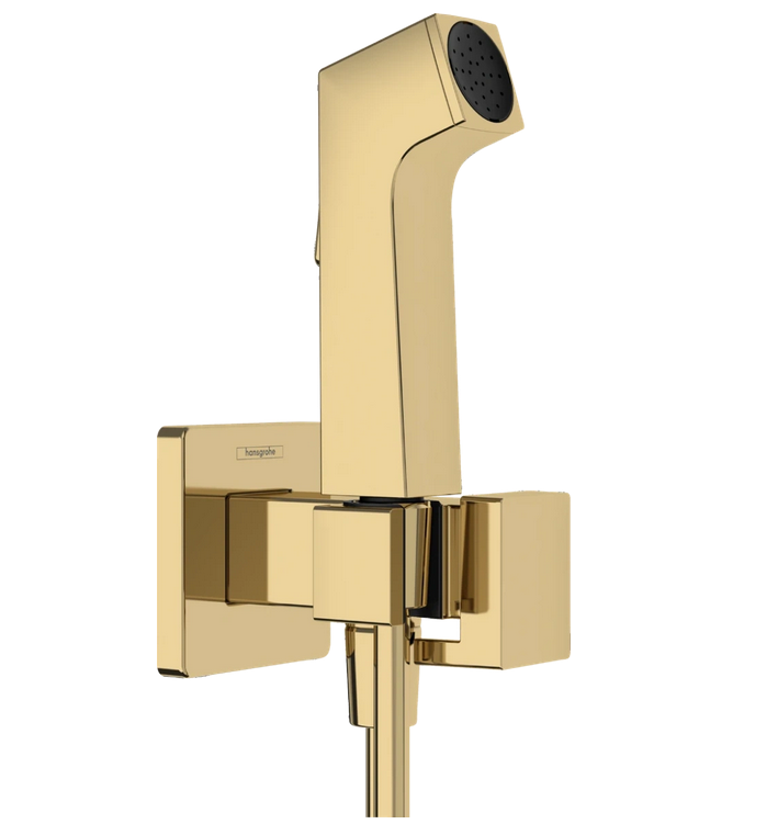 Гигиенический комплект: лейка, смеситель, шланг HANSGROHE 29233990 E 1jet, EcoSmart+, цвет: Полированное золото