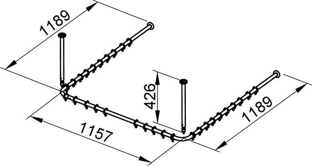 Набор штанг для душевой занавески KEUCO Plan 14940 071200 для квадратного душ.поддона 1200 мм x 1200 мм, нержавеющая сталь/тёмно-серый