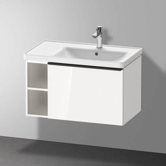 Тумба подвесная под раковину DURAVIT D-Neo DE425702222 784 мм х 452 мм, с выдвижным ящиком и открытой боковой полкой, белый глянцевый