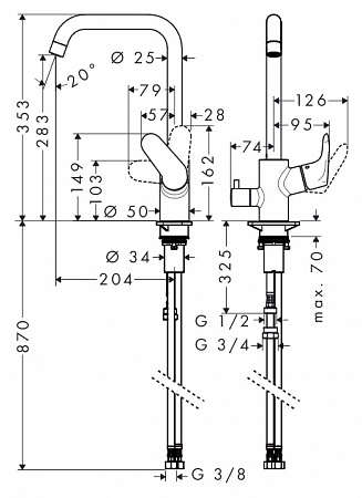 Смеситель для кухни с поворотным изливом Hansgrohe Focus E2 31823000 Хром