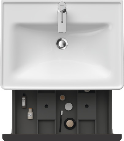 Тумба подвесная под раковину DURAVIT D-Neo DE425409191 634 мм х 452 мм, с одним выдвижным ящиком, серо-коричневый матовый