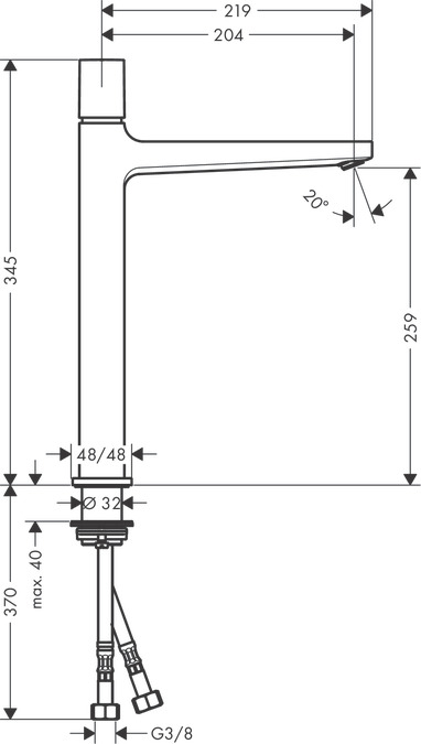 Смеситель для раковины с донным клапаном Hansgrohe Metropol 32572000 Хром
