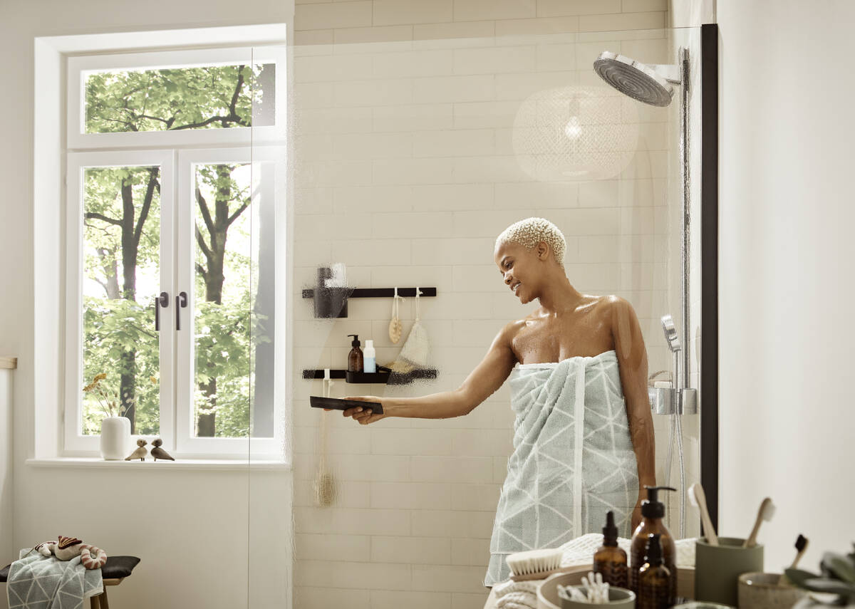 Душевая система с термостатом для душа Hansgrohe Pulsify S 24240670 Showerpipe 260 2 jet, матовый чёрный