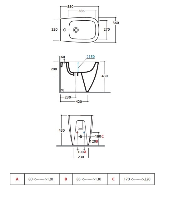 Биде напольное GLOBO GENESIS GN009BI 360 мм х 550 мм, с отверстием под смеситель, с креплением, белое глянцевое