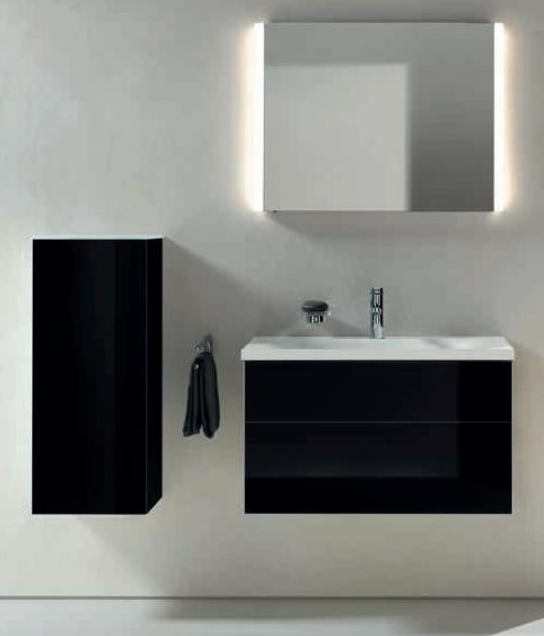 Средний шкаф Keuco Royal Reflex 34020 570001 корпус матовый лак/фасад стекло черный