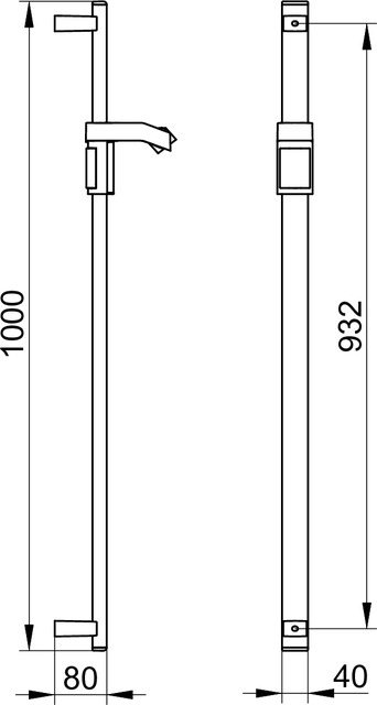 Душевая штанга KEUCO AXESS 35012 011000 1000 мм, с держателем лейки, цвет Хром
