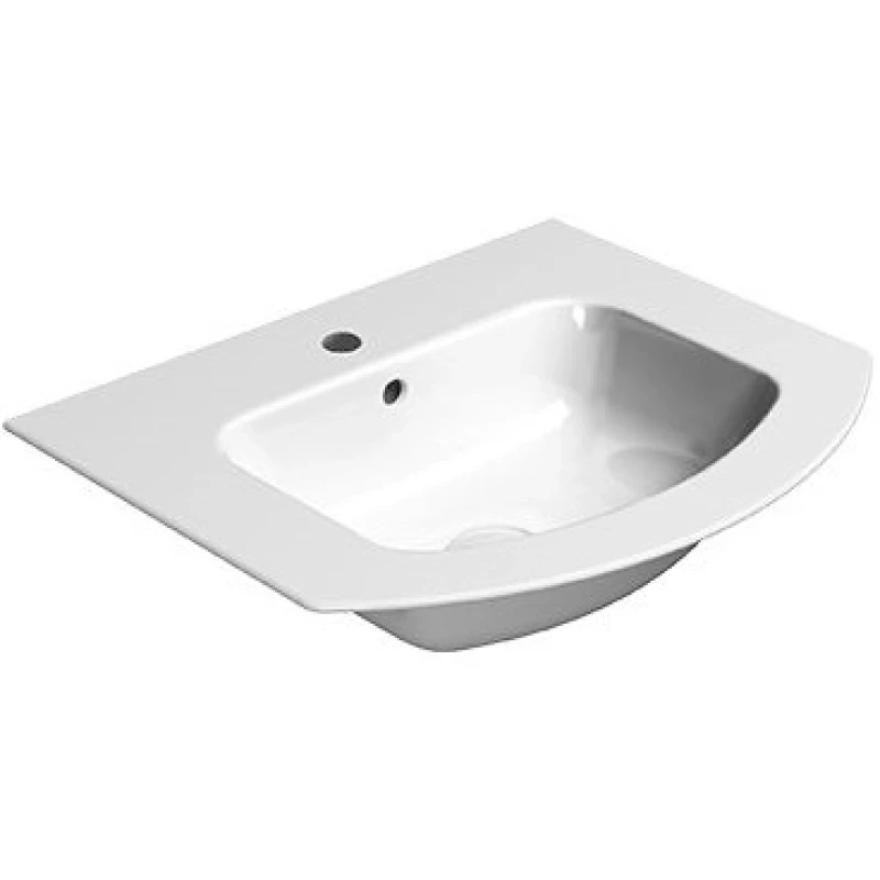 Раковина накладная/подвесная GSI PURA 8830111 520 мм х 440 мм, с отверстием под смеситель, с переливом, белый глянцевый