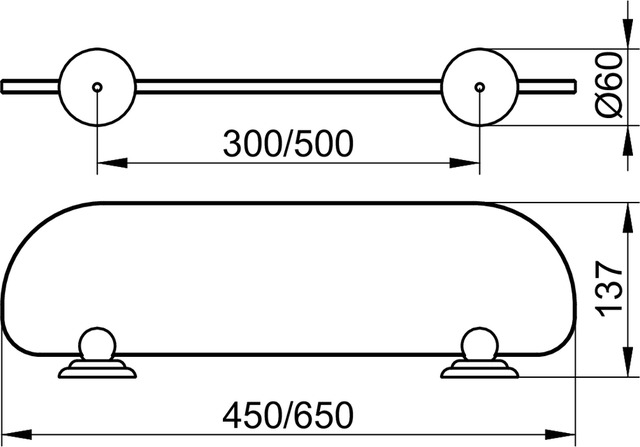 Держатели для стеклянной полки KEUCO Astor 02110 010000 Хром