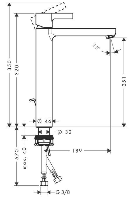 Смеситель для раковины высокий Hansgrohe Metris S 31022000 Хром