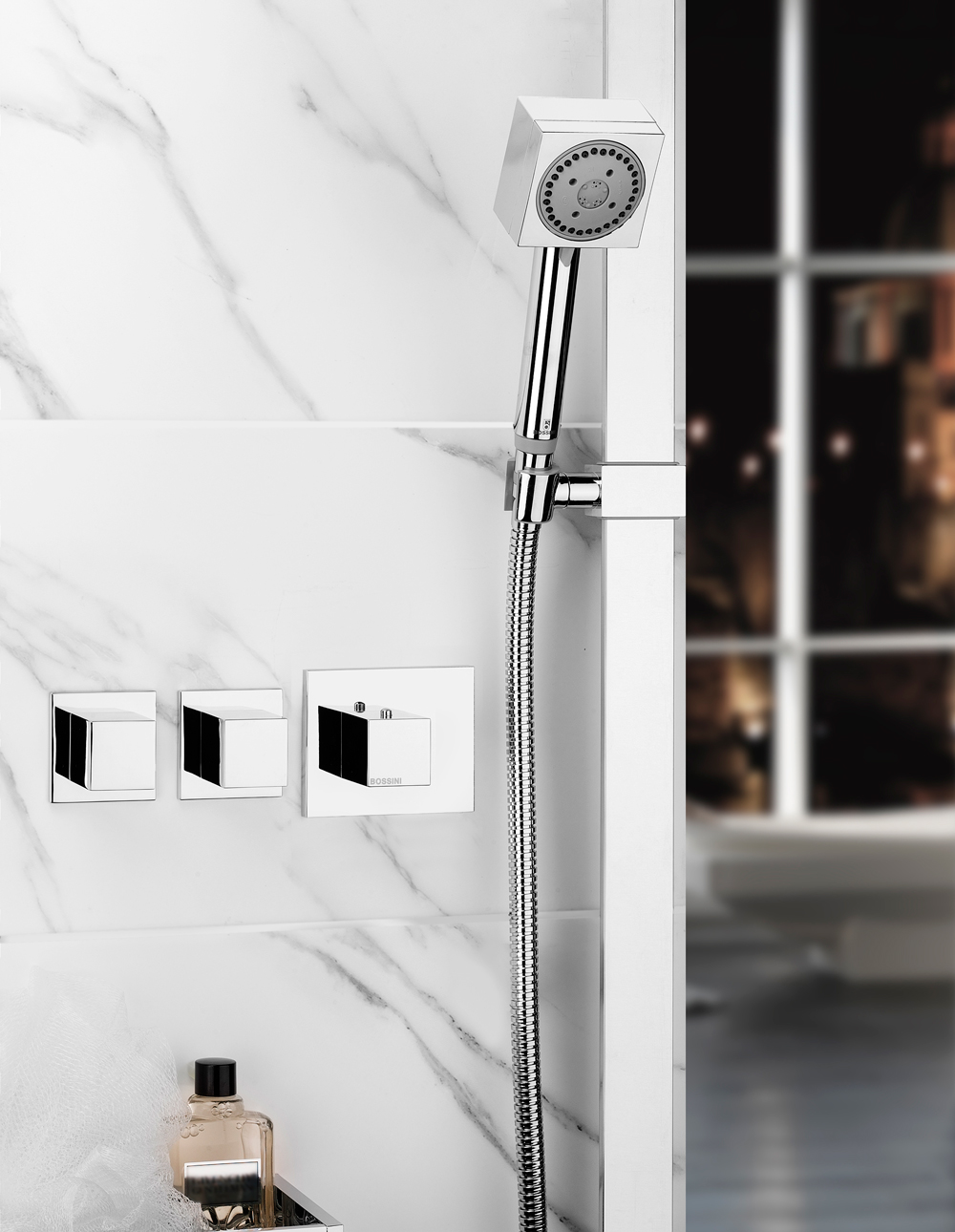 Форсунка боковая для душа Bossini Cubic Flat Wall I00176 Хром