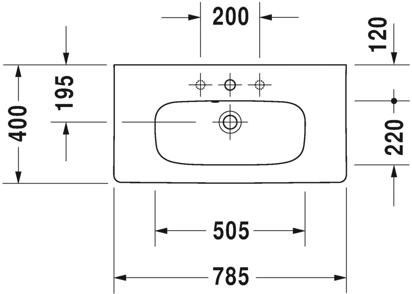 Раковина подвесная Duravit DuraStyle 2337780000 с отверстием под смеситель, с переливом, белая