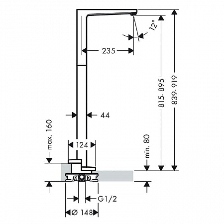 Наружная часть напольного излива на ванну Hansgrohe Metropol 32531000 Хром