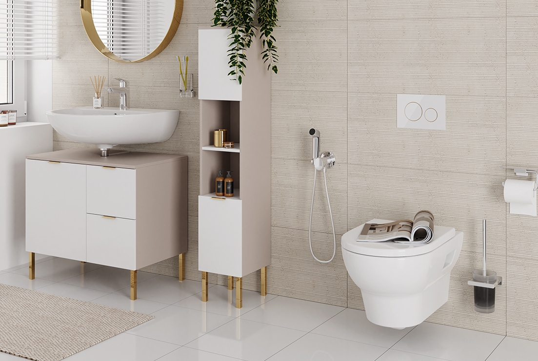 Гигиенический комплект HANSGROHE Bidette S 1 jet 29232140 со шлангом и держателем, цвет Шлифованная бронза
