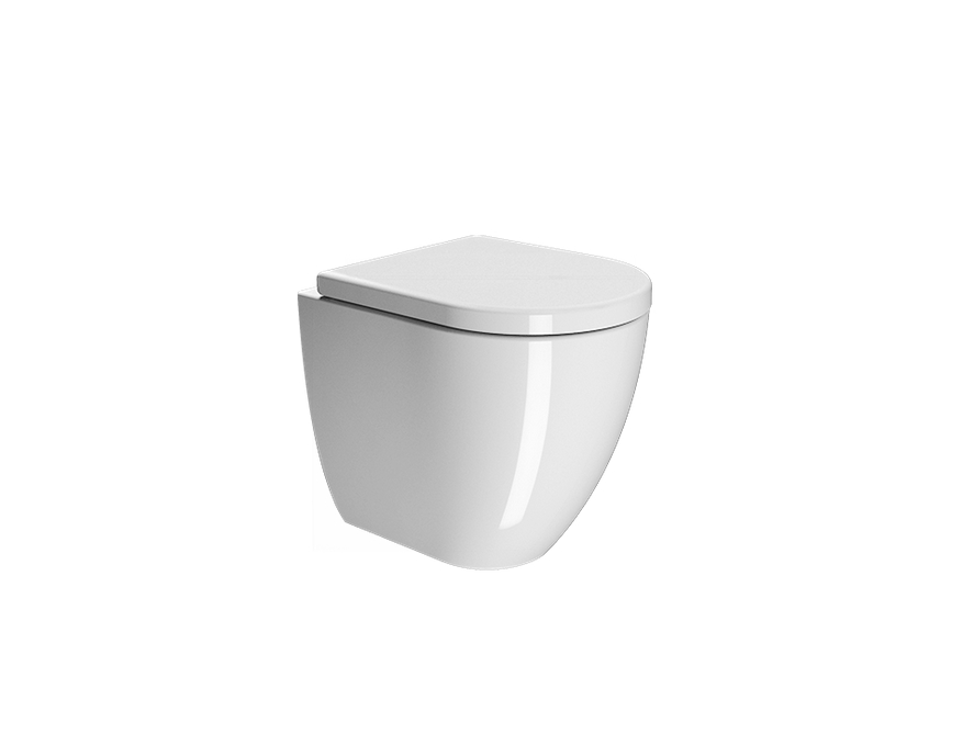 Унитаз приставной безободковый GSI PURA 882011 500 мм х 360 мм, с Swirlflush, для крепежа FVB, белый глянцевый