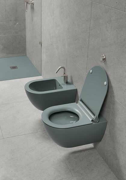 Унитаз подвесной безободковый GSI PURA 8816FR217 500 мм х 360 мм, с Swirlflush, с креплением, цвет Cenere Matte