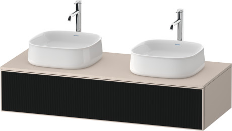 Тумба подвесная под две раковины DURAVIT ZENCHA ZE4813B63830000 550 мм х 1300 мм х 281 мм, с 1 выдвижным ящиком, чёрное стекло/серо-коричневый суперматовый