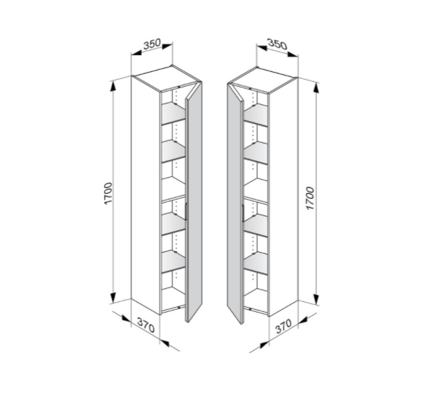Шкаф - пенал высокий подвесной KEUCO EDITION 11 31330 850002 петли справа, 4 стеклянные полки, корпус/фасад шпон, табачный дуб