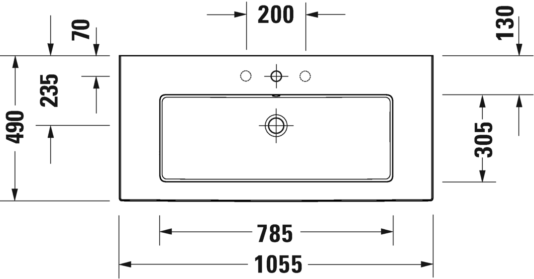 Раковина встраиваемая Duravit White Tulip 2363100000 1050 мм х 490 мм, с отверстием под смеситель, с переливом, белая