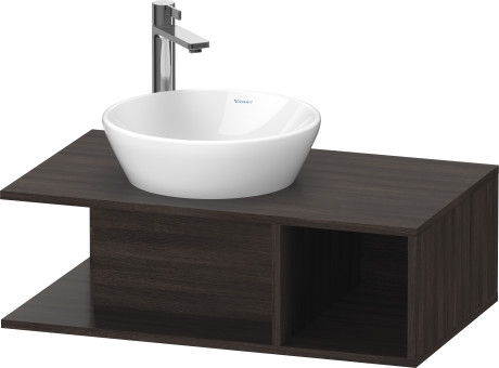Тумба подвесная под раковину DURAVIT D-Neo DE491805353 800 мм х 480 мм, с консолью, с открытой полкой справа, каштан тёмный